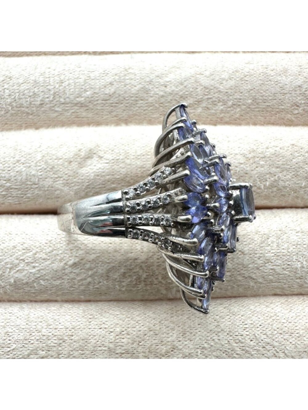 Chuck Clemency Sterling Silver Ring Amethyst Cluster Statement Jewelry Size 8 - Picture 4 of 6